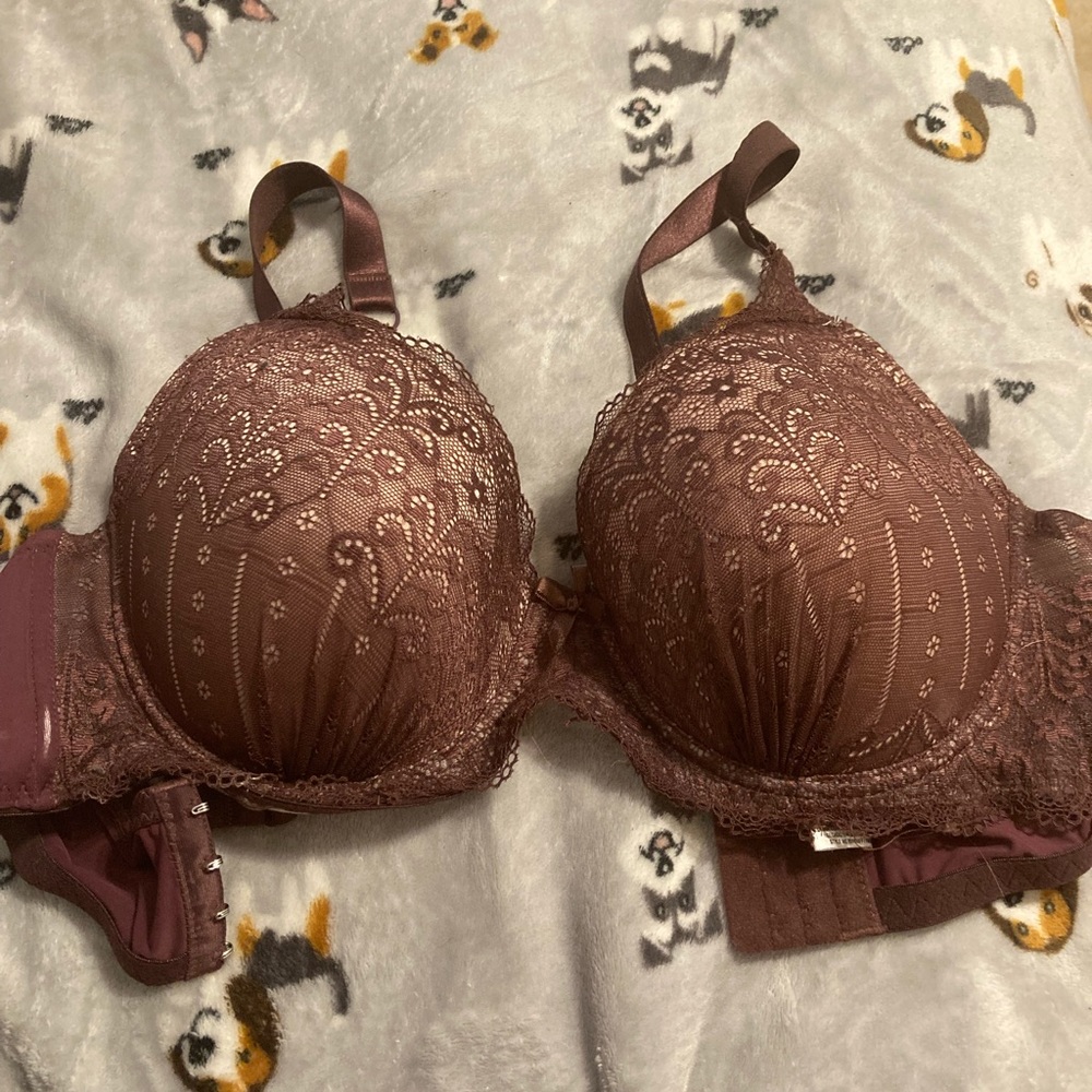 Burgundy lace bra